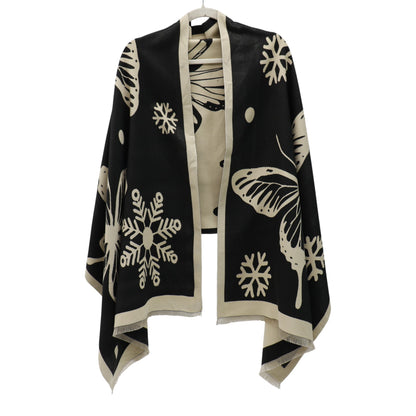 Cashmere Feel Winter Reversible Butterfly Snowflake patten Scarves SCF4902-2 (12PC)