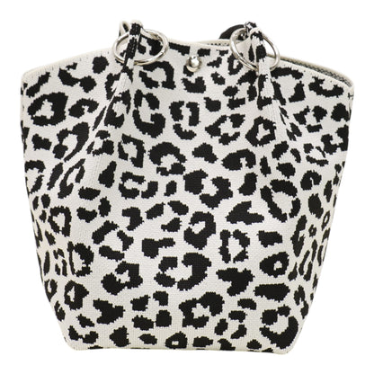 leopard Pattern Cord Strap Knitted Tote Bag SS51116-47(12PC)