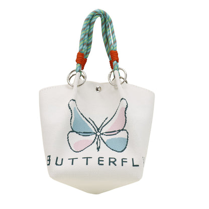 Butterfly Pattern Cord Strap Knitted Tote  Bag SS51118-1. (12PC)