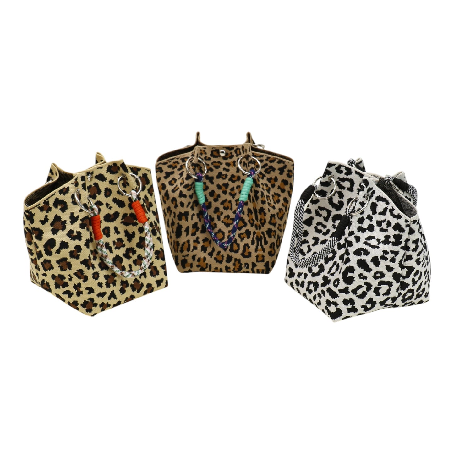 leopard Pattern Cord Strap Knitted Tote Bag SS51116-47(12PC)