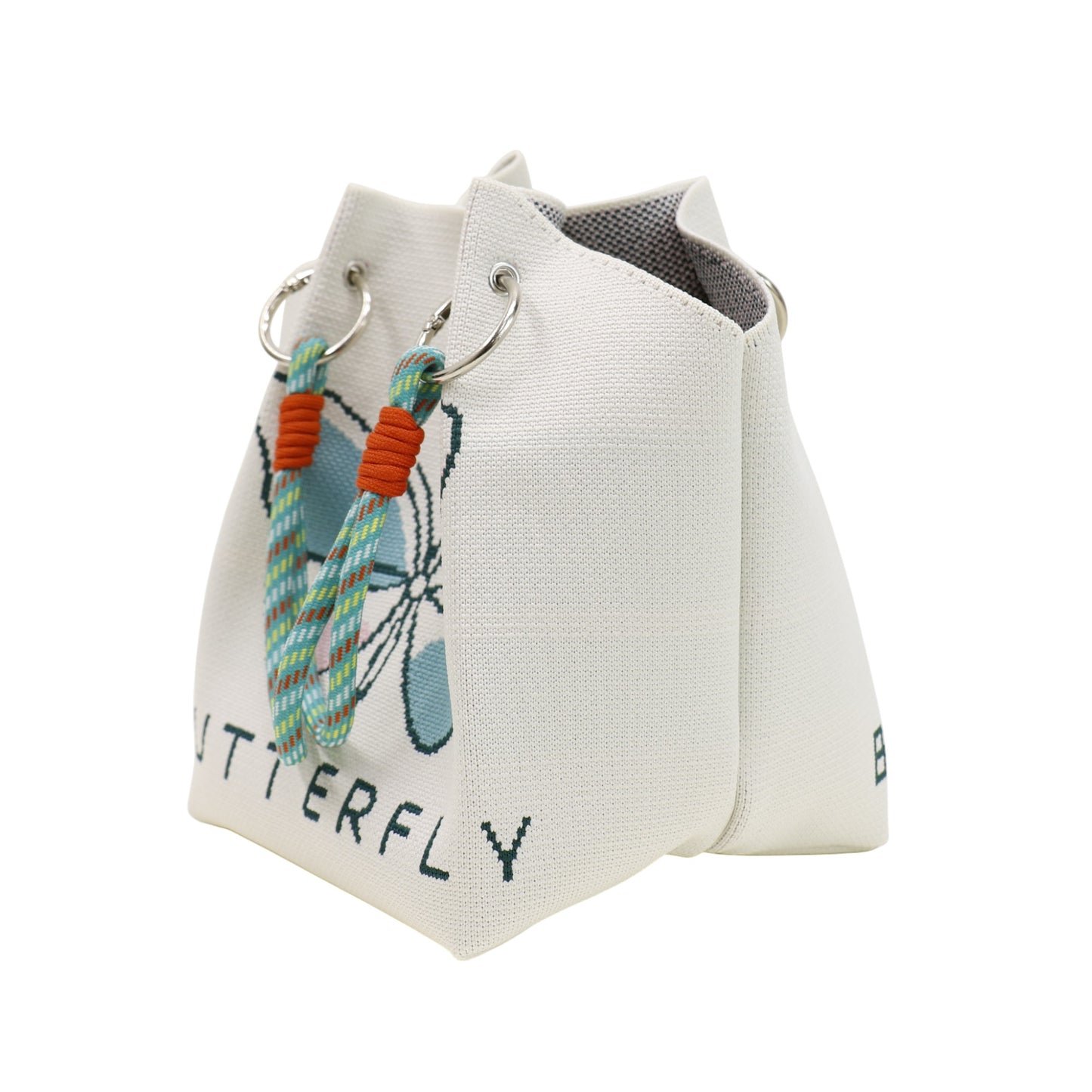 Butterfly Pattern Cord Strap Knitted Tote  Bag SS51118-1. (12PC)