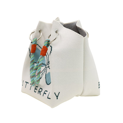 Butterfly Pattern Cord Strap Knitted Tote  Bag SS51118-1. (12PC)