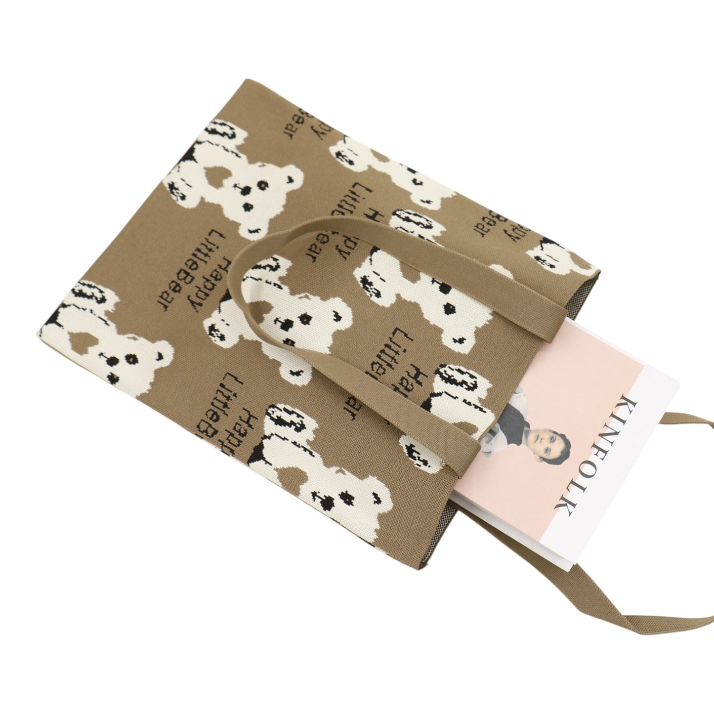 Cute Bear Pattern Knitted Tote Shoulder Bag JB6113-1 (12PC)