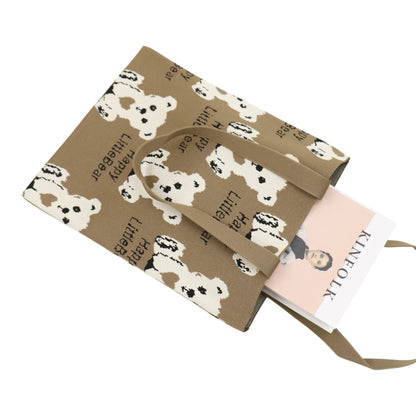 Cute Bear Pattern Knitted Tote Shoulder Bag JB6113-1 (12PC)
