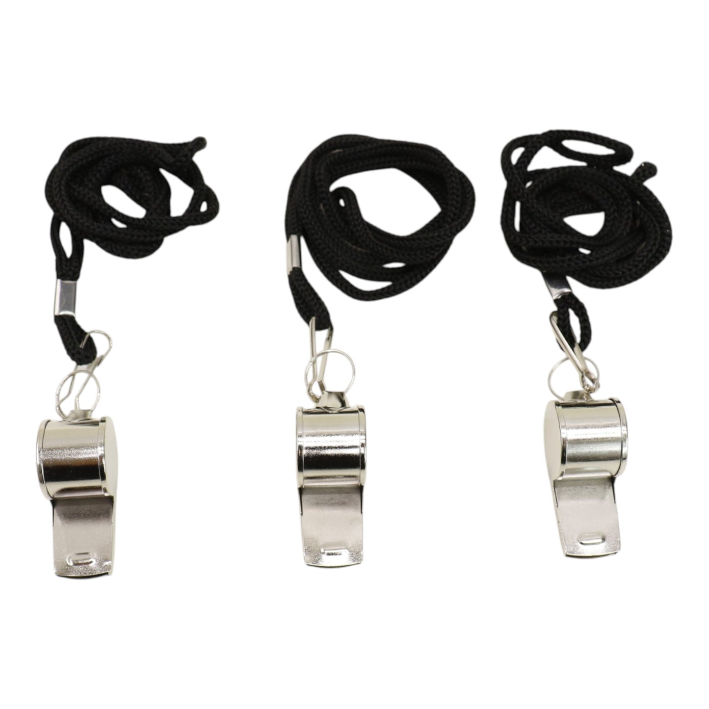 Stainless Steel Metal Referee Whistle With Lanyard JM6122-1 (12PC)