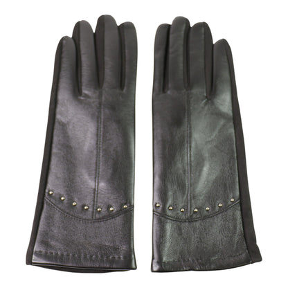 Women's Faux Leather Rhinestone Decor Gloves GL179. (12PAIR)