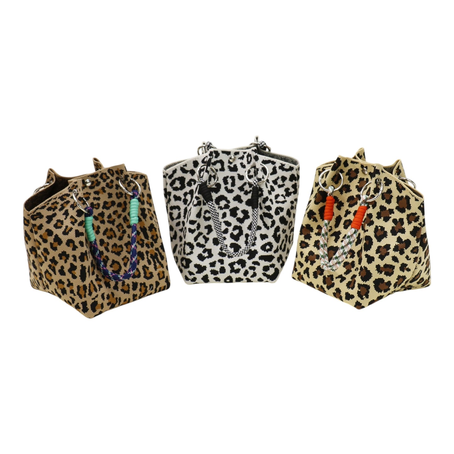 leopard Pattern Cord Strap Knitted Tote Bag SS51116-47(12PC)