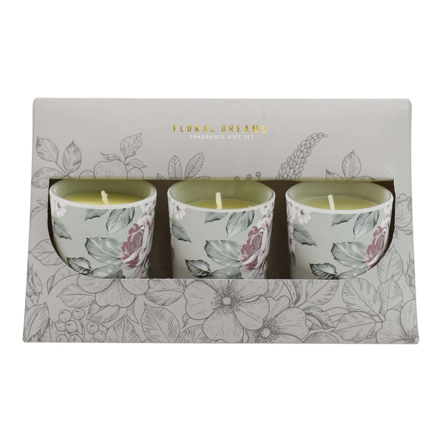 Floral dreams Glass Jar Candle Gift Set with Triangle Box SS51016-31 (3Pack)