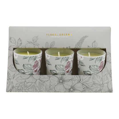 Floral dreams Glass Jar Candle Gift Set with Triangle Box SS51016-31 (3Pack)