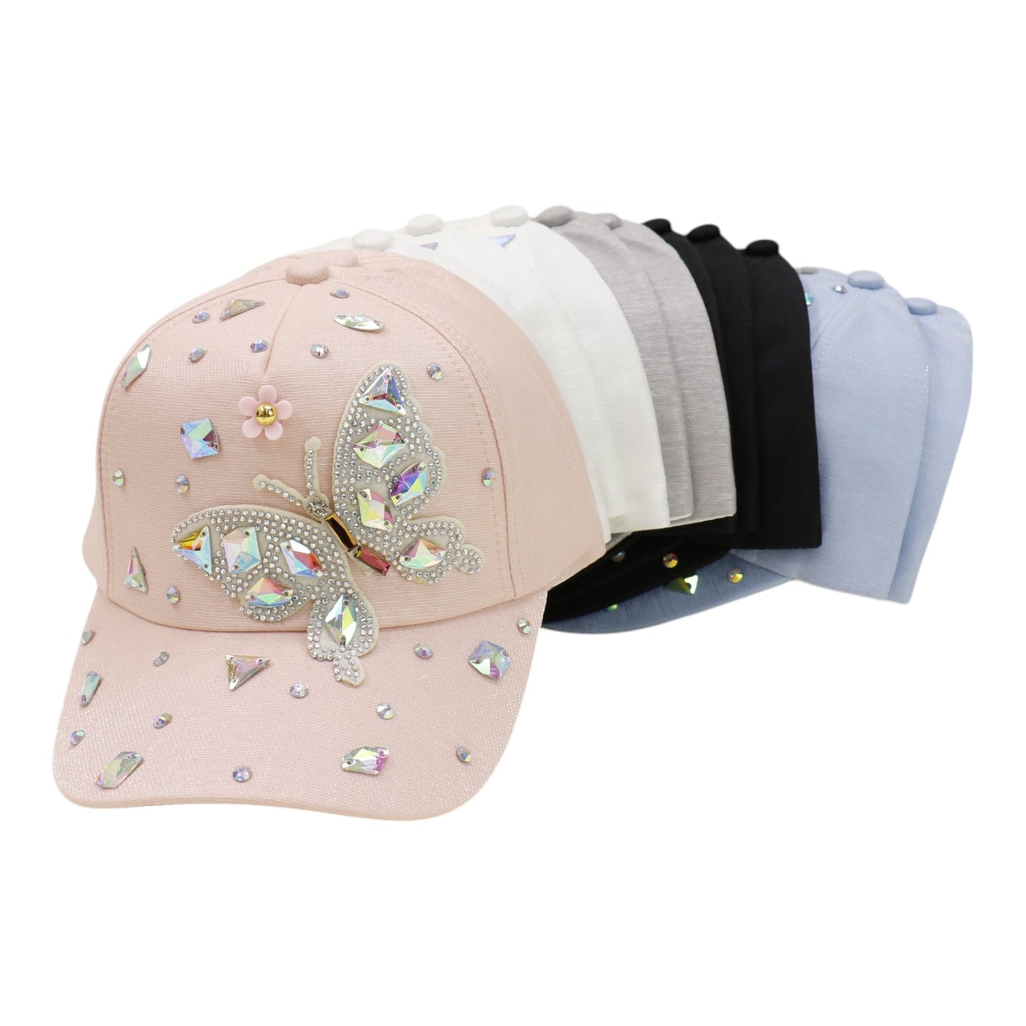 Bling Rhinestone Butterfly Baseball Cap HA6323-37.  (12PC)