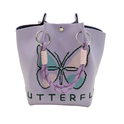 Butterfly Pattern Cord Strap Knitted Tote  Bag SS51118-1. (12PC)