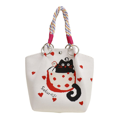 Cut Black Cat Knitted Tote Bag SS51118-10 (3PC)