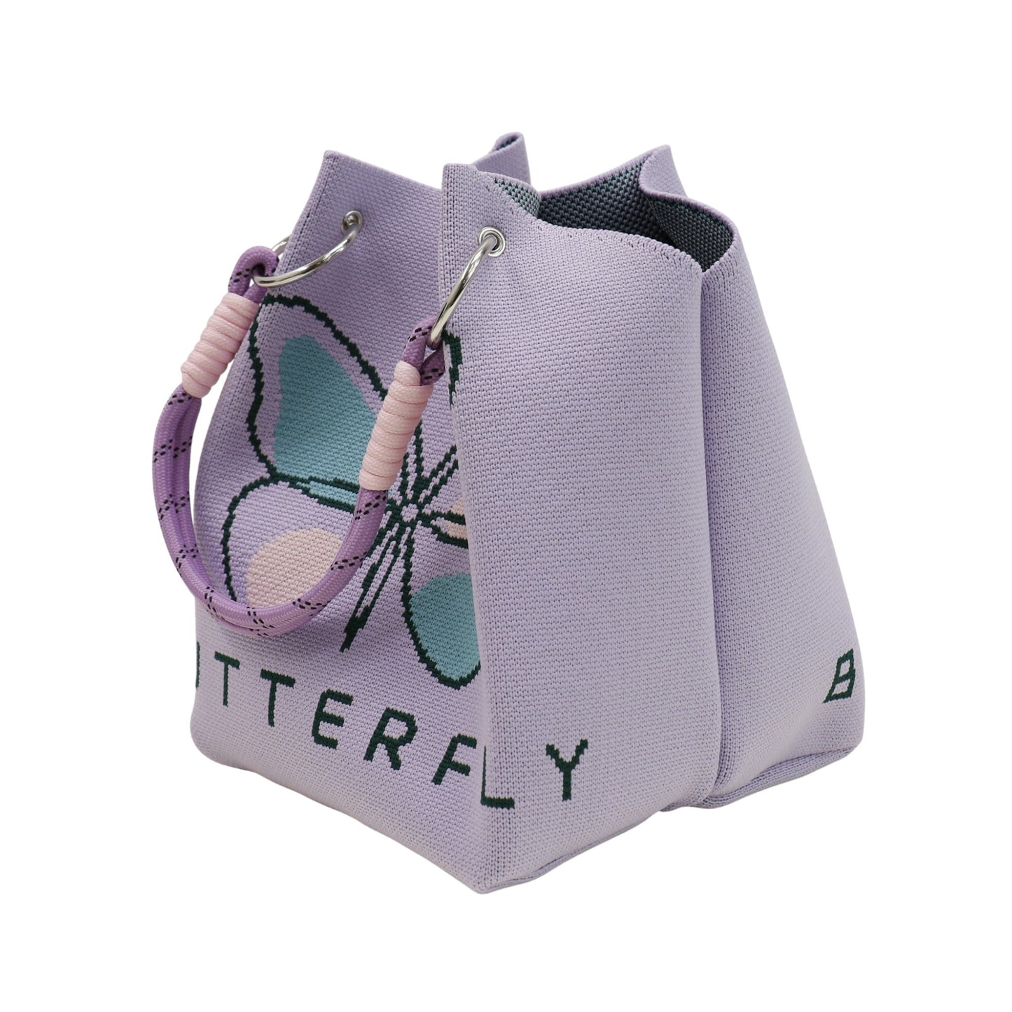 Butterfly Pattern Cord Strap Knitted Tote  Bag SS51118-1. (12PC)