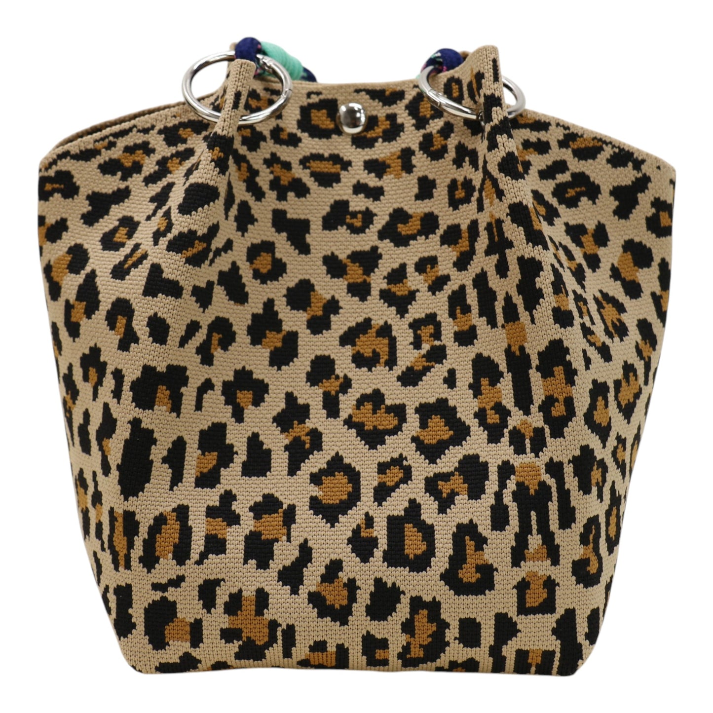 leopard Pattern Cord Strap Knitted Tote Bag SS51116-47(12PC)