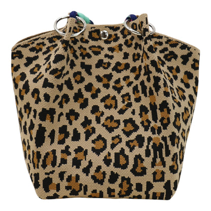 leopard Pattern Cord Strap Knitted Tote Bag SS51116-47(12PC)