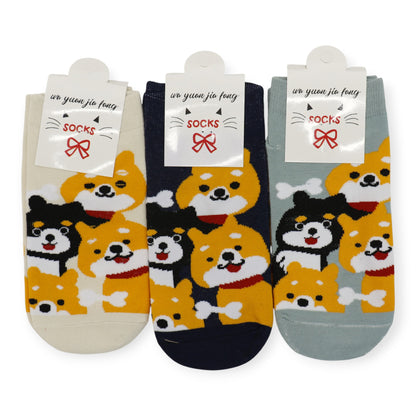 Women's Cute Shiba Dog Cartoon Socks SS3517-2.. (12PC)
