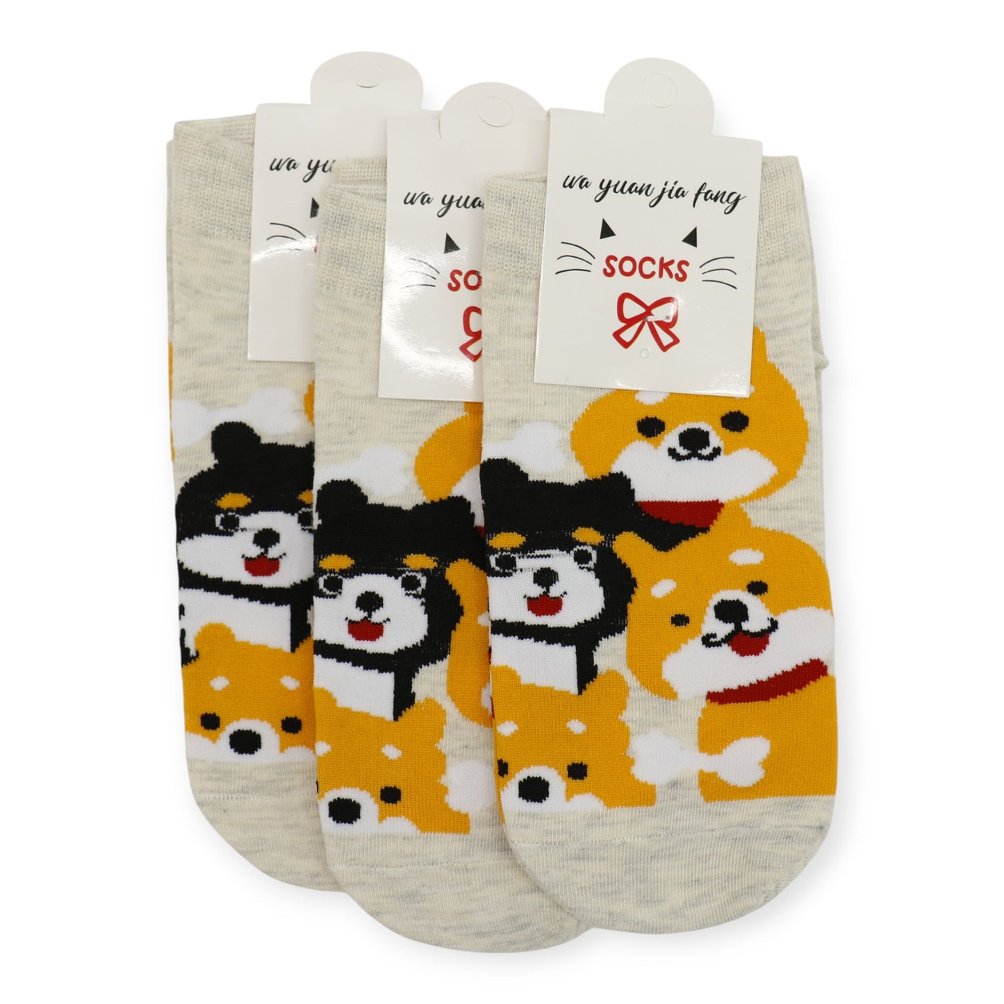 Women's Cute Shiba Dog Cartoon Socks SS3517-2 (12PC)