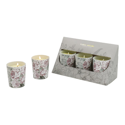 Floral dreams Glass Jar Candle Gift Set with Triangle Box SS51016-31 (3Pack)