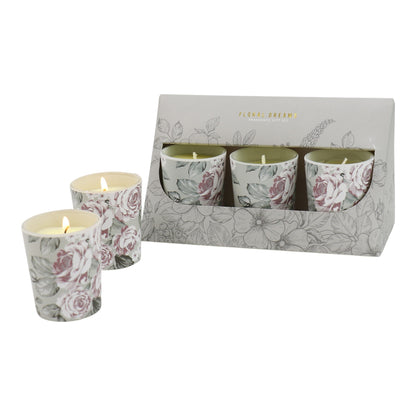 Floral dreams Glass Jar Candle Gift Set with Triangle Box SS51016-31 (3Pack)