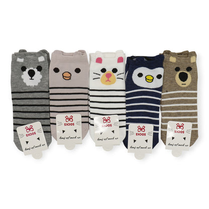 Women's Cute Animal Cartoon Ear Point Socks SS3208-100.(12PC)