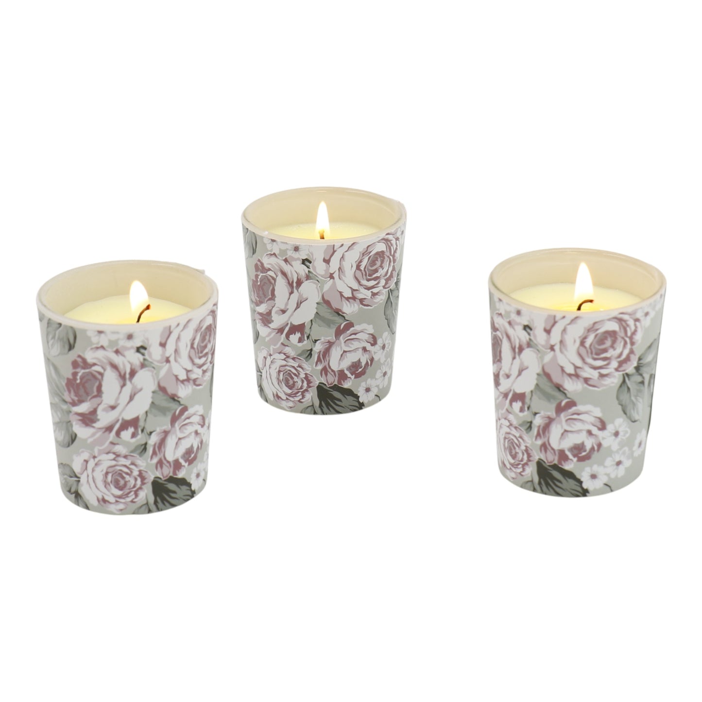 Floral dreams Glass Jar Candle Gift Set with Triangle Box SS51016-31 (3Pack)