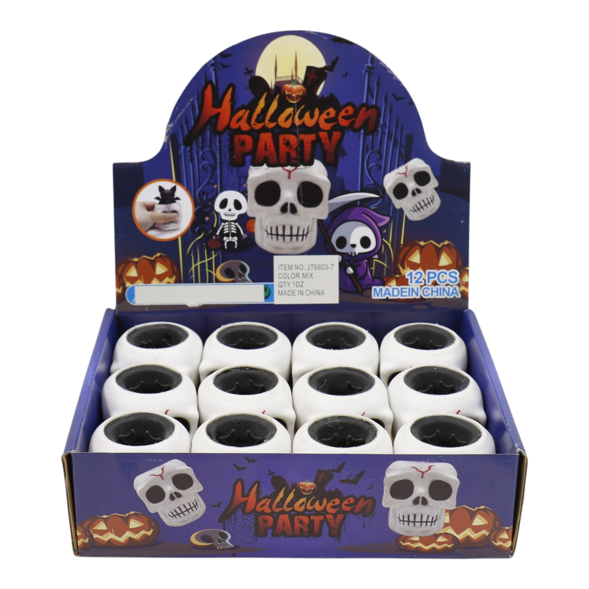 Halloween Skull Squishy Toy JT6803-7 (12PC)