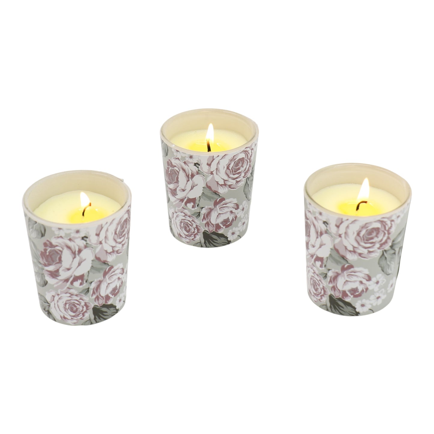 Floral dreams Glass Jar Candle Gift Set with Triangle Box SS51016-31 (3Pack)