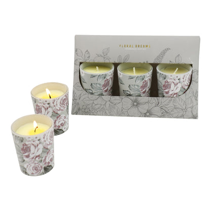 Floral dreams Glass Jar Candle Gift Set with Triangle Box SS51016-31 (3Pack)