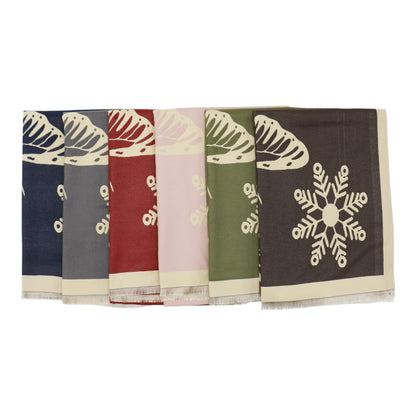 Cashmere Feel Winter Reversible Butterfly Snowflake patten Scarves SCF4902-2 (12PC)