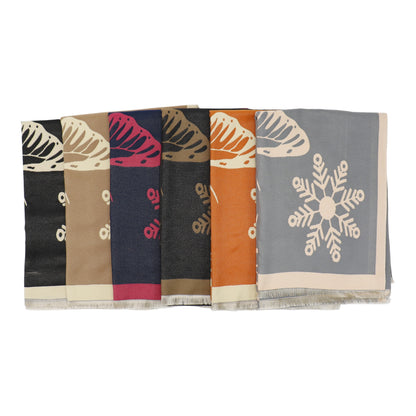 Cashmere Feel Winter Reversible Butterfly Snowflake patten Scarves SCF4902-2 (12PC)