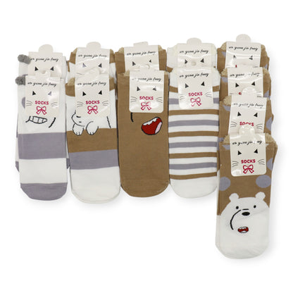 Women's Cute Cartoon Bear Socks SS3208-99. (12PC)