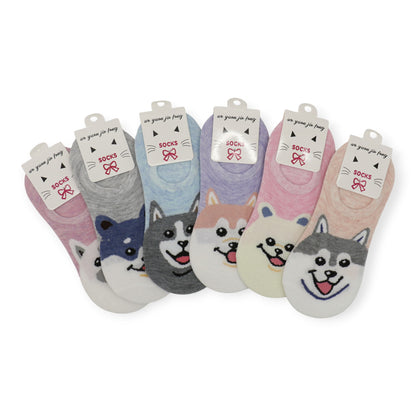 Women's Cute Shiba Dog Cartoon Fake Socks SS3208-107. (12PC)