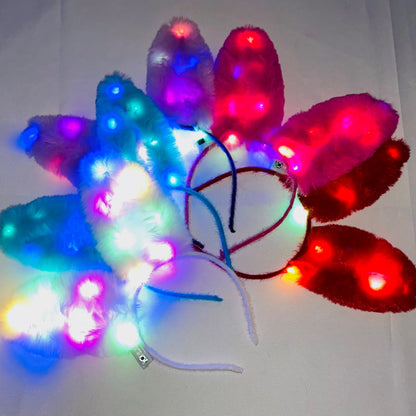 Led Big Bunny Ear Light up Fur Headband JH5828-5 (12PC)