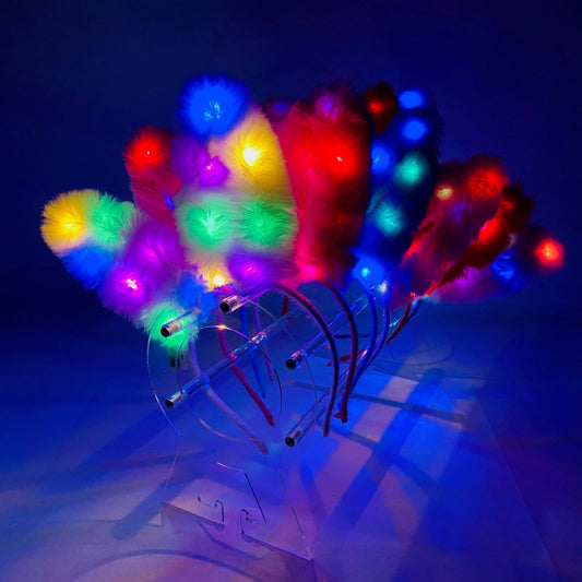Led Big Bunny Ear Light up Fur Headband JH5828-5 (12PC)