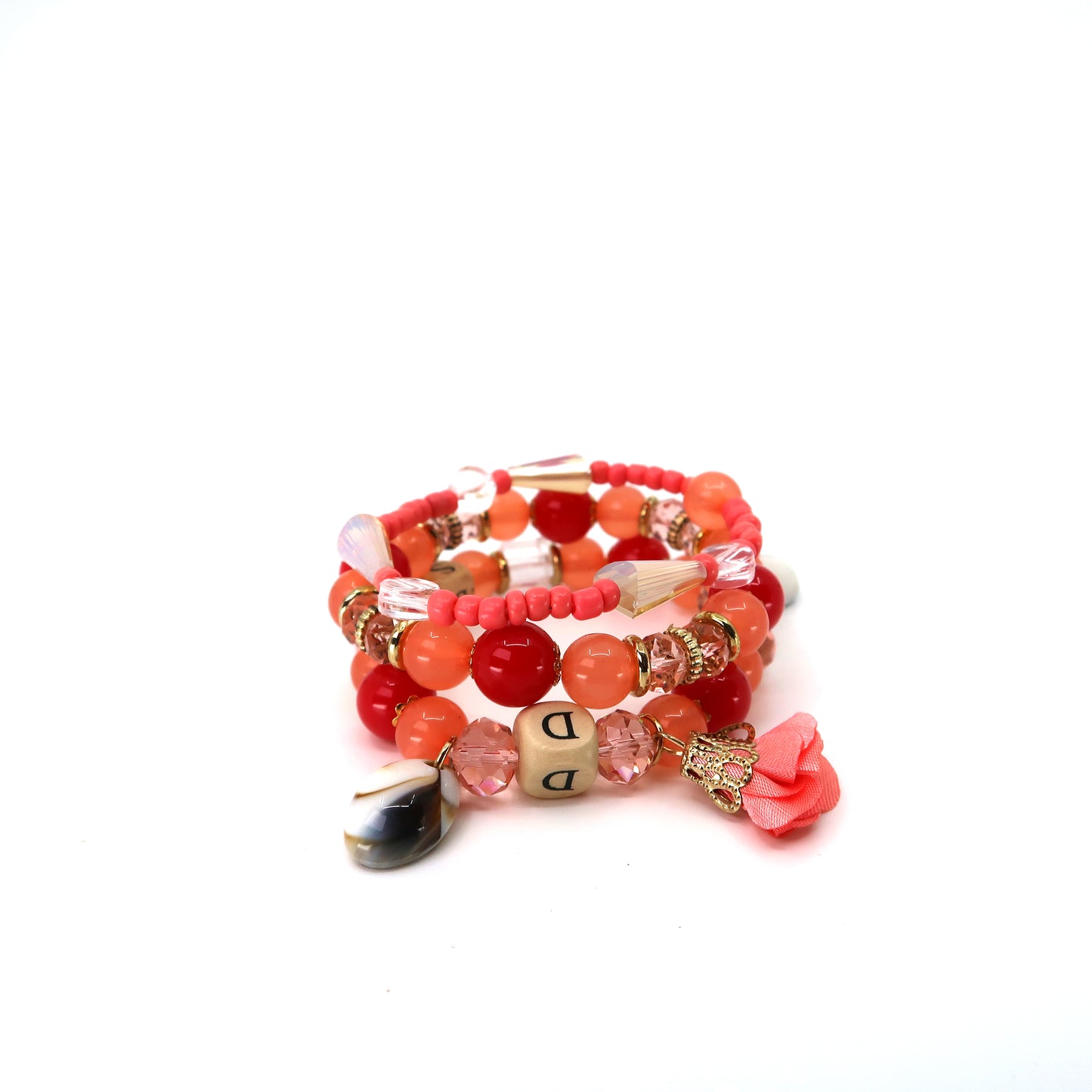 Letter N Flower Charm Ball Bracelet BR2221-27. (12PC)