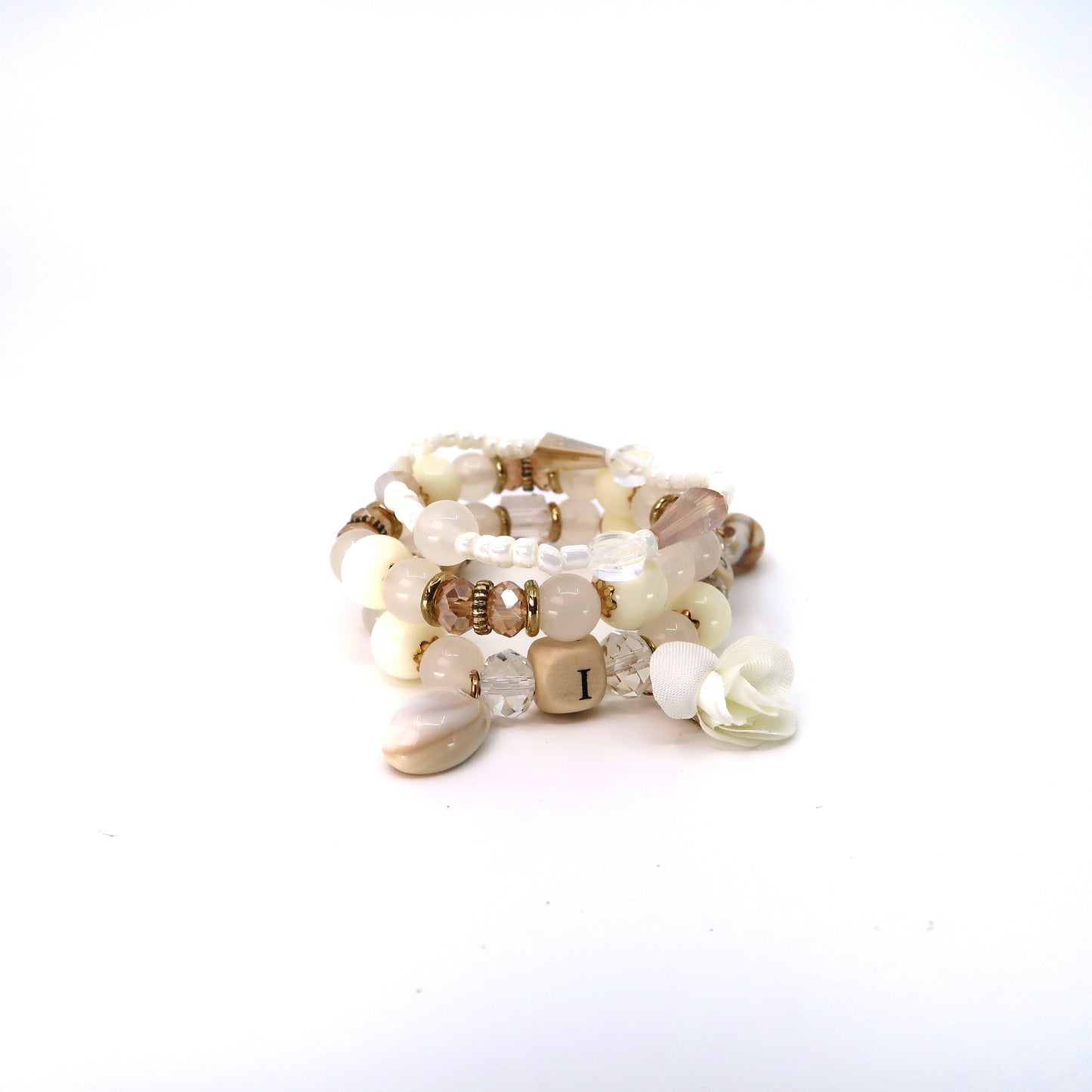 Letter N Flower Charm Ball Bracelet BR2221-27. (12PC)