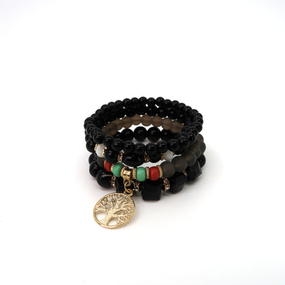 TREE CHARM GLASS BEAD BRACELET 2521-64. (12PC)