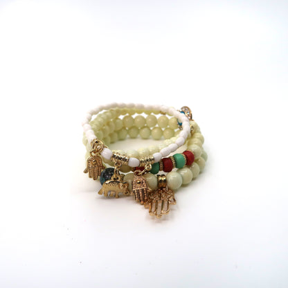 Elephant N Hamsa Charm Ball Bracelet BR2521-62. (12PC)