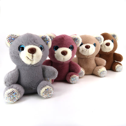 RHINESTONE BEAR PLUSH KEY CHAIN KC21030-22 (12PC)
