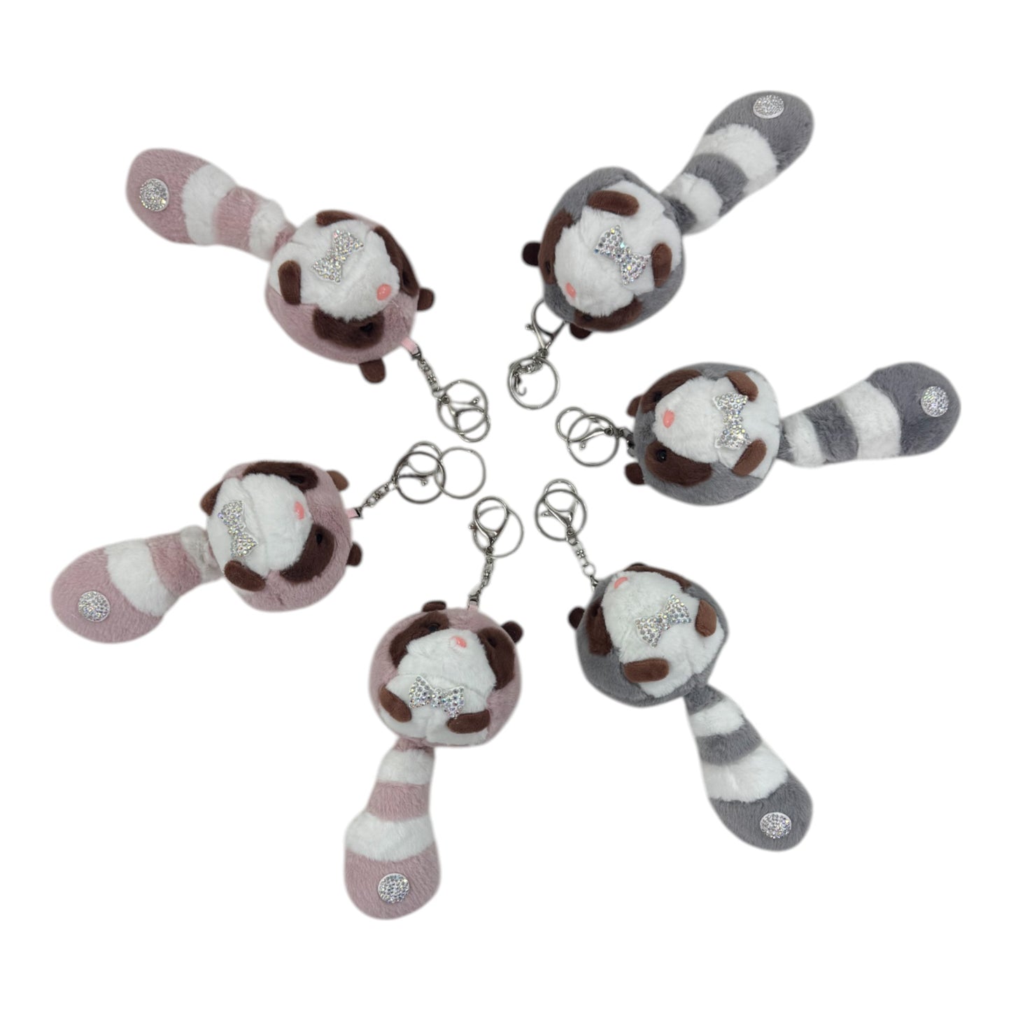 RACCOON PLUSH STONE  KEY CHAIN TY612-10 (12PC)