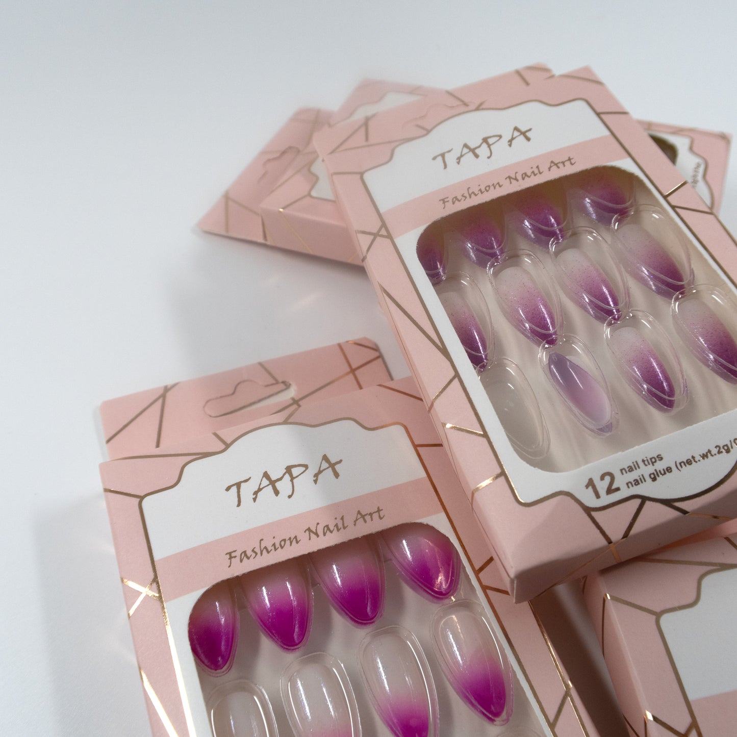Multi Color Almond Fake Nail Set SS1112-80 (12PC)