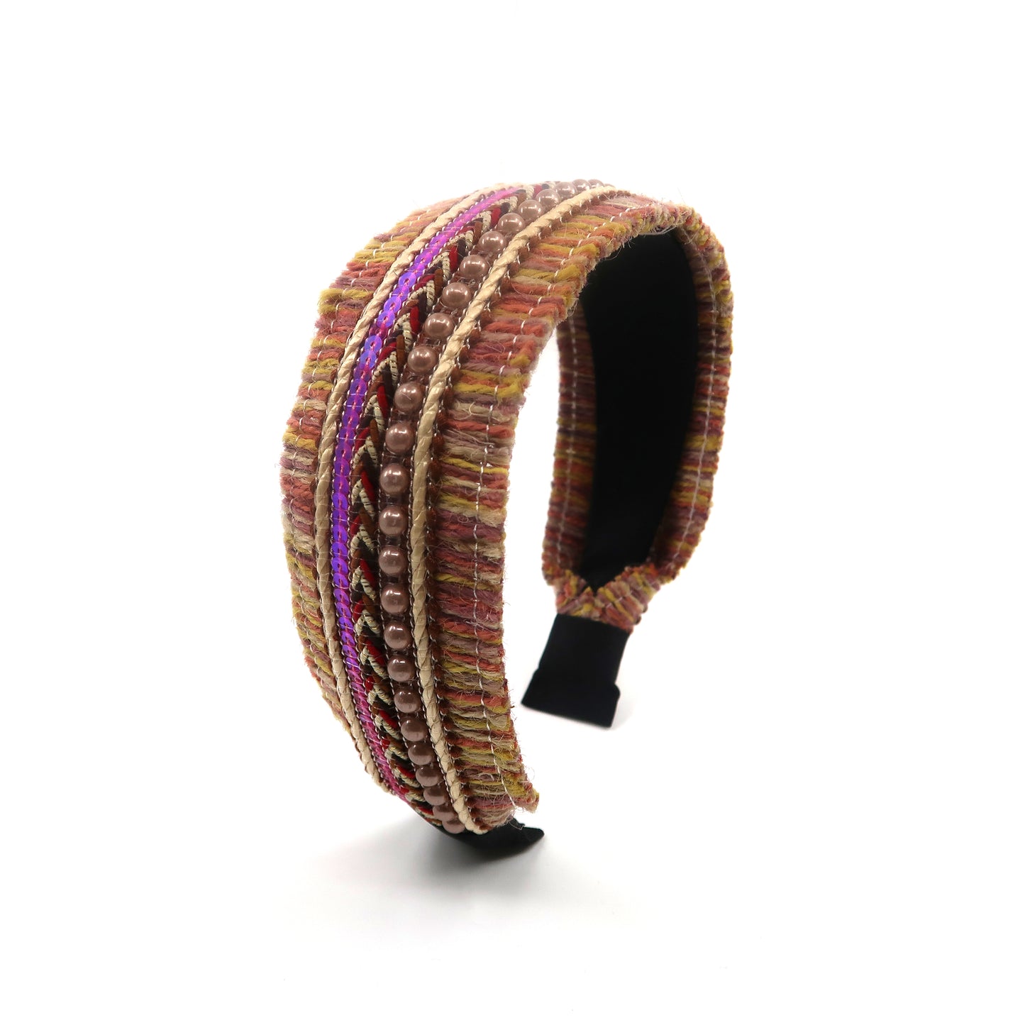 BOHO RAFFIA PEARL DECOR HEADBAND HB2417-25 (12PC)