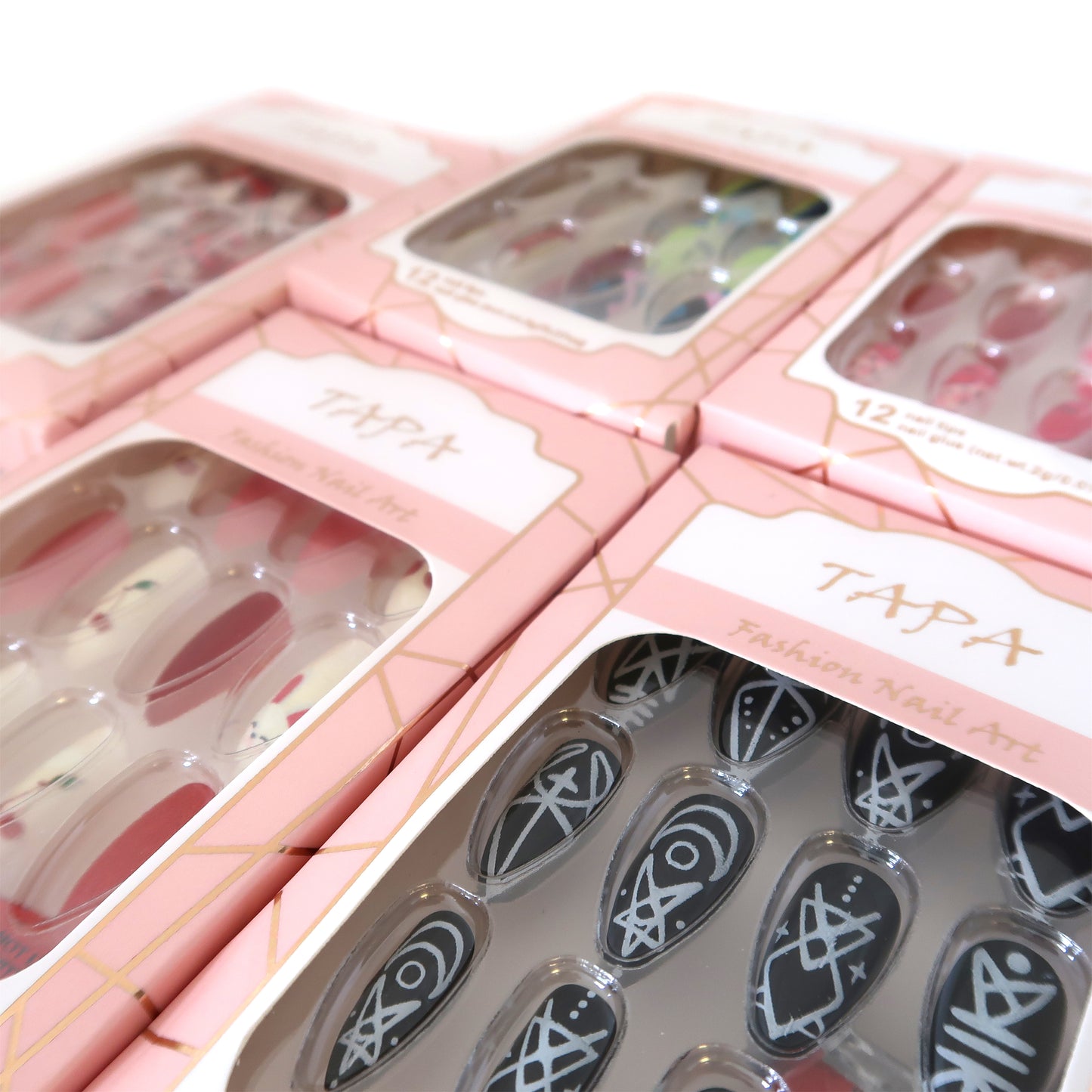 Multi Design Almond Fake Nail Set SS1112-35 (12PC)