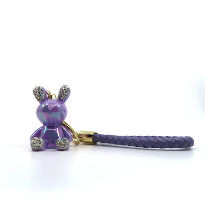 RHINESTONE RABBIT KEY CHAIN KC3209-128 (12PC)