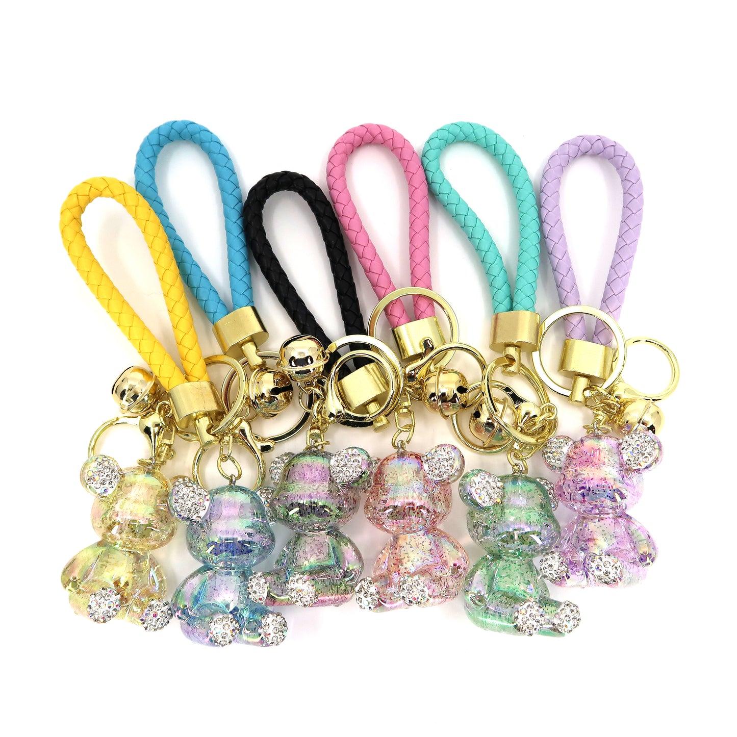 RHINESTONE SPARKLE BEAR STRAP KEY CHAIN KC3209-131 (12PC)