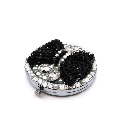 Black Ribbon Stone Charm Hand Mirror SS3222-18 (6PC)