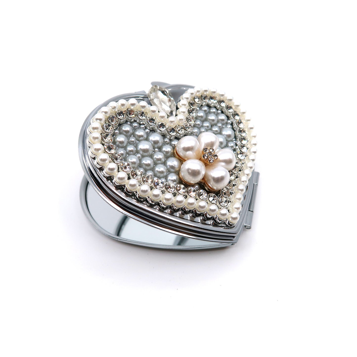 Flower Pearl Charm Heart Hand Mirror SS3222-27 (6PC)