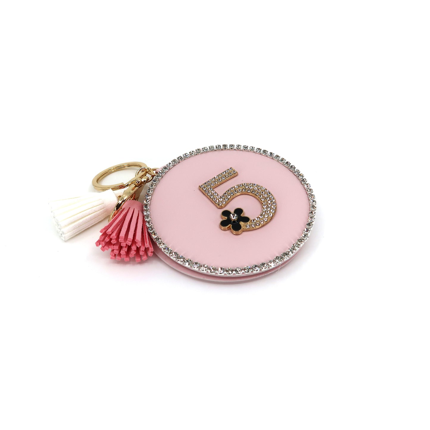 RHINESTONE FIVE TASSLE MIRROR KEY CHAIN KC3222-2 (12PC)