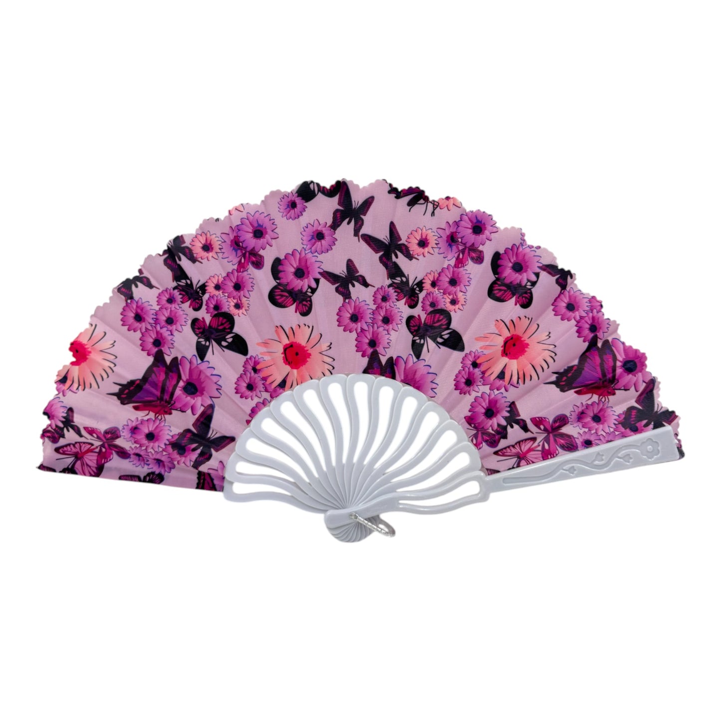 Butterfly Daisy Hand Hold Folding Fan FN0436  (12PC)