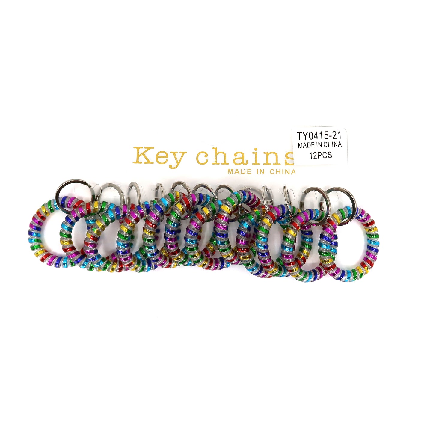 RAINBOW HAIR TIE KEYCHAIN 0415-21 (12PC)